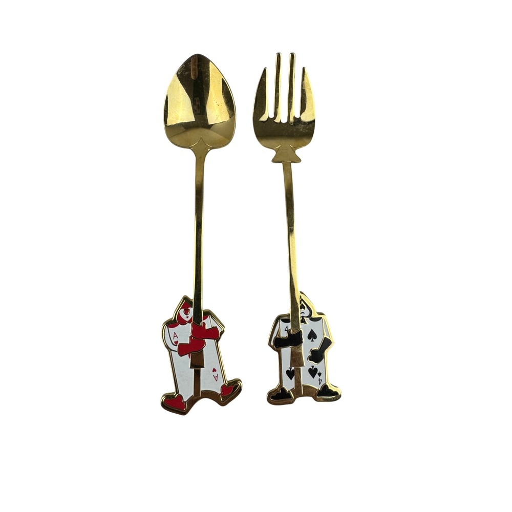 Tokyo Disney Resort Alice in Wonderland Card Soldier Gold Spoon Fork Set